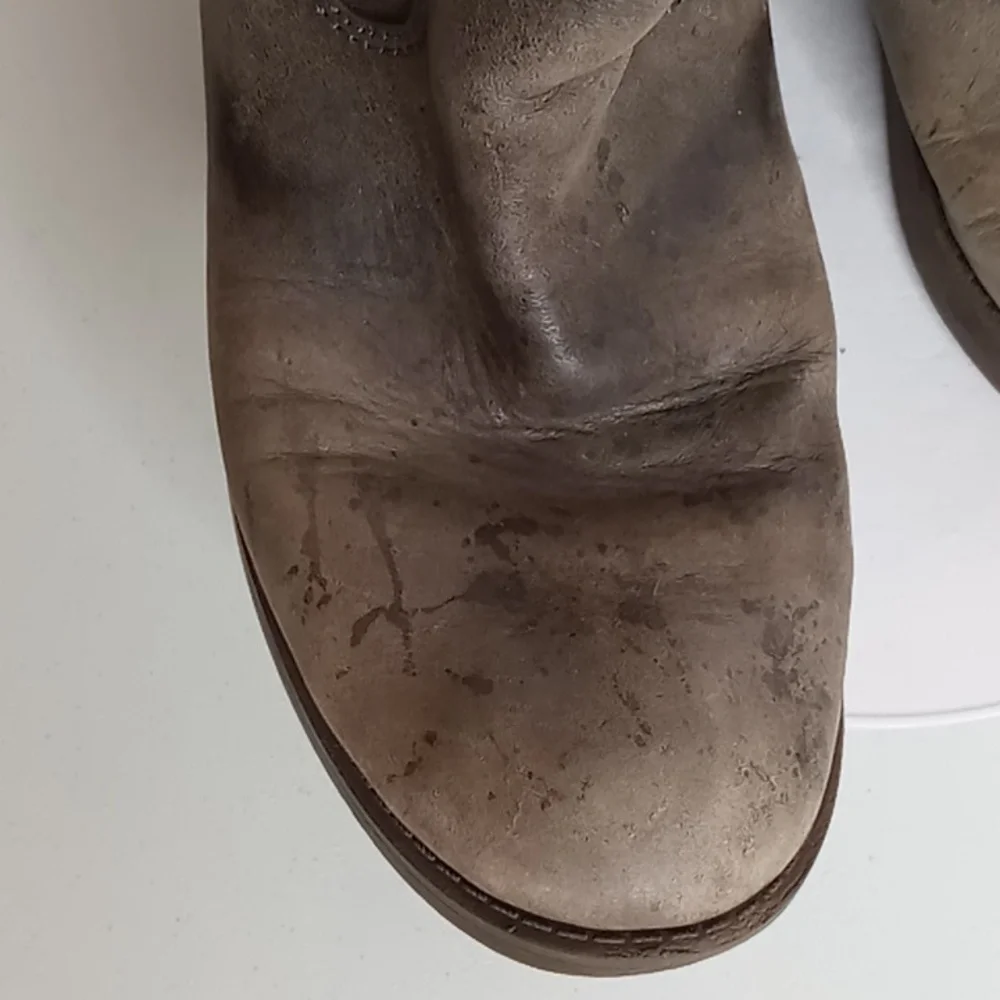 Lucky Brand Leather Knee High Distressed Boots -Hippie- Grey Distressed - 6.5 M